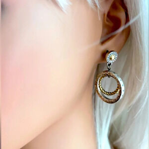 Brighton Rapture Silver and Gold Double Circle Post Earrings